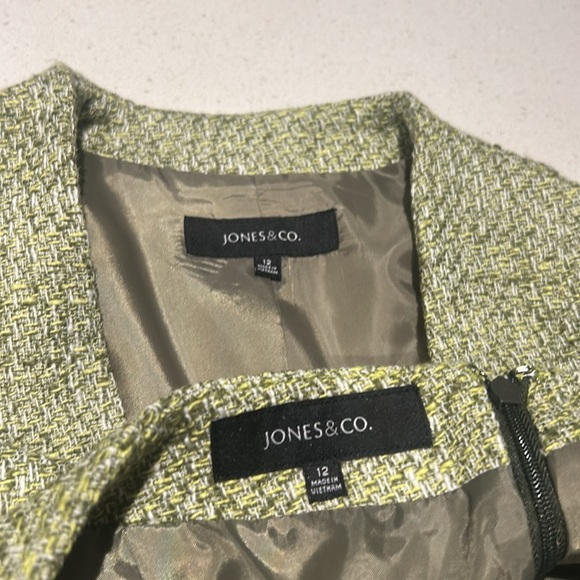 Jones & Co Green Cotton Blend Open Blazer w/Matching Skirt Suit Women’s Size 12 - Picture 7 of 14